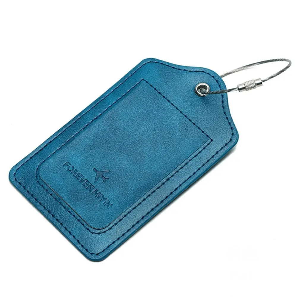 Women Man Anti Loss Wire Rope Loop Leather Luggage Tags Privacy Protection Cover Versatile Baggage Tag Waterproof Boarding Pass