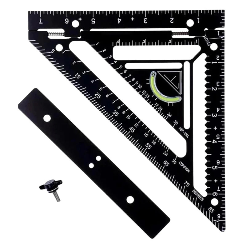 Woodworking Square Protractor Aluminum Miters Triangles Ruler Layout Measuring