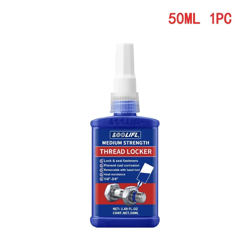 Best-Selling 1-5Pcs Thread Locking Agent, Blue, Medium Strength, Removable Anaerobic Adhesive for Screws and Nuts, Anti-Loosening, Corrosion-Resistant, 10Ml-250Ml