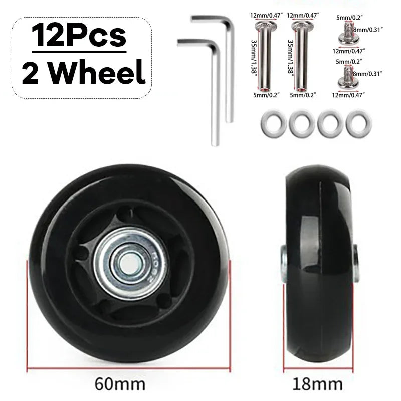 Silent Suitcase Wheels Rubber Trolley Luggage Casters High-Quality Durable Travel Bag Wheel Repair Accessories for Quiet Rolling