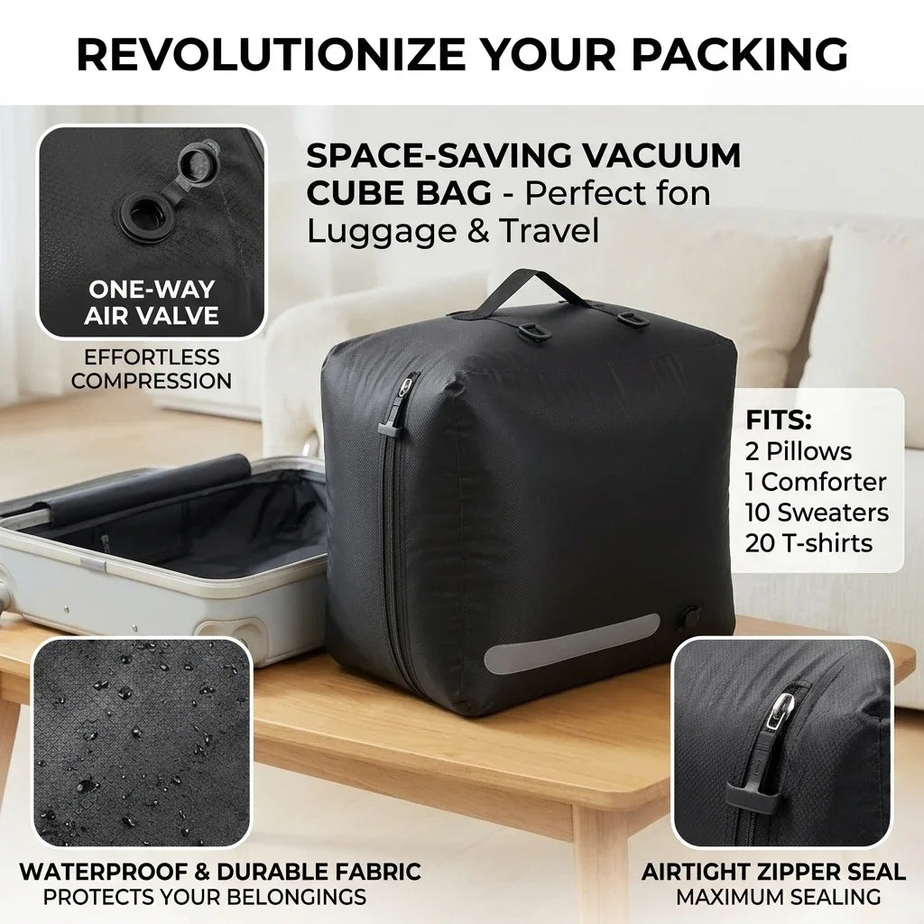 41L Vacuum Compression bag IP67 Waterproof Space Saver Clothes Luggage Organizer Electric Pump Travel Black storage organization