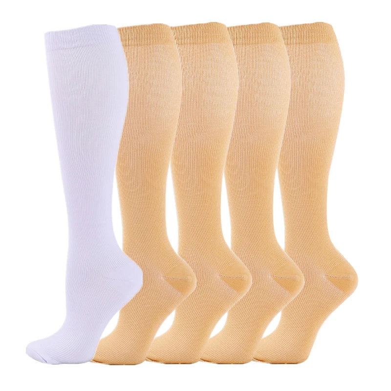 5 Pairs Compression Socks Women Medical Varicose Socks Diabetes Nurse Sports Socks Running Bicycle Basketball Football 20-30mmgh