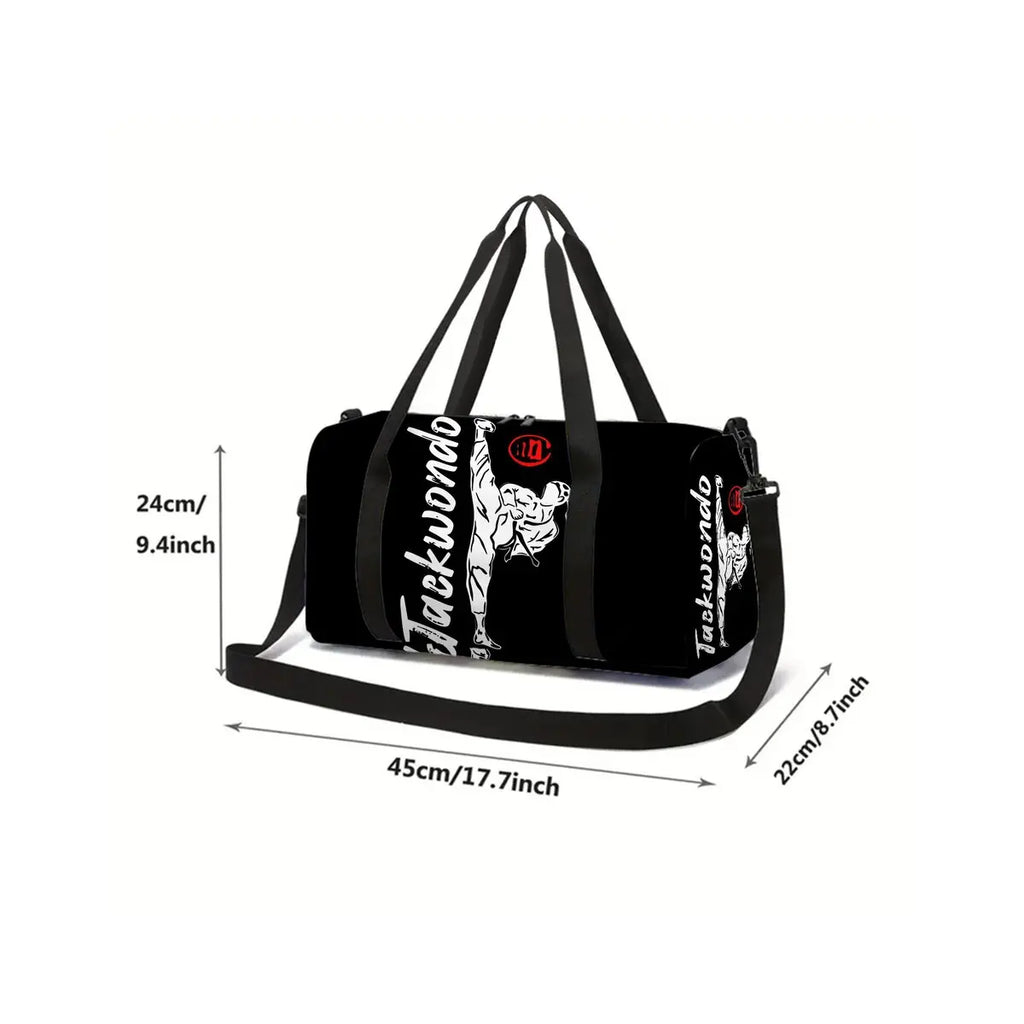 Taekwondo Judo 2D Flat Cartoon School Travel Bag Large Capacity Zipper Luggage Bag Best Gift for Boys Girls Fashion Style