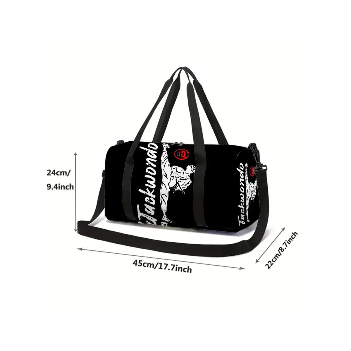 Taekwondo Judo 2D Flat Cartoon School Travel Bag Large Capacity Zipper Luggage Bag Best Gift for Boys Girls Fashion Style