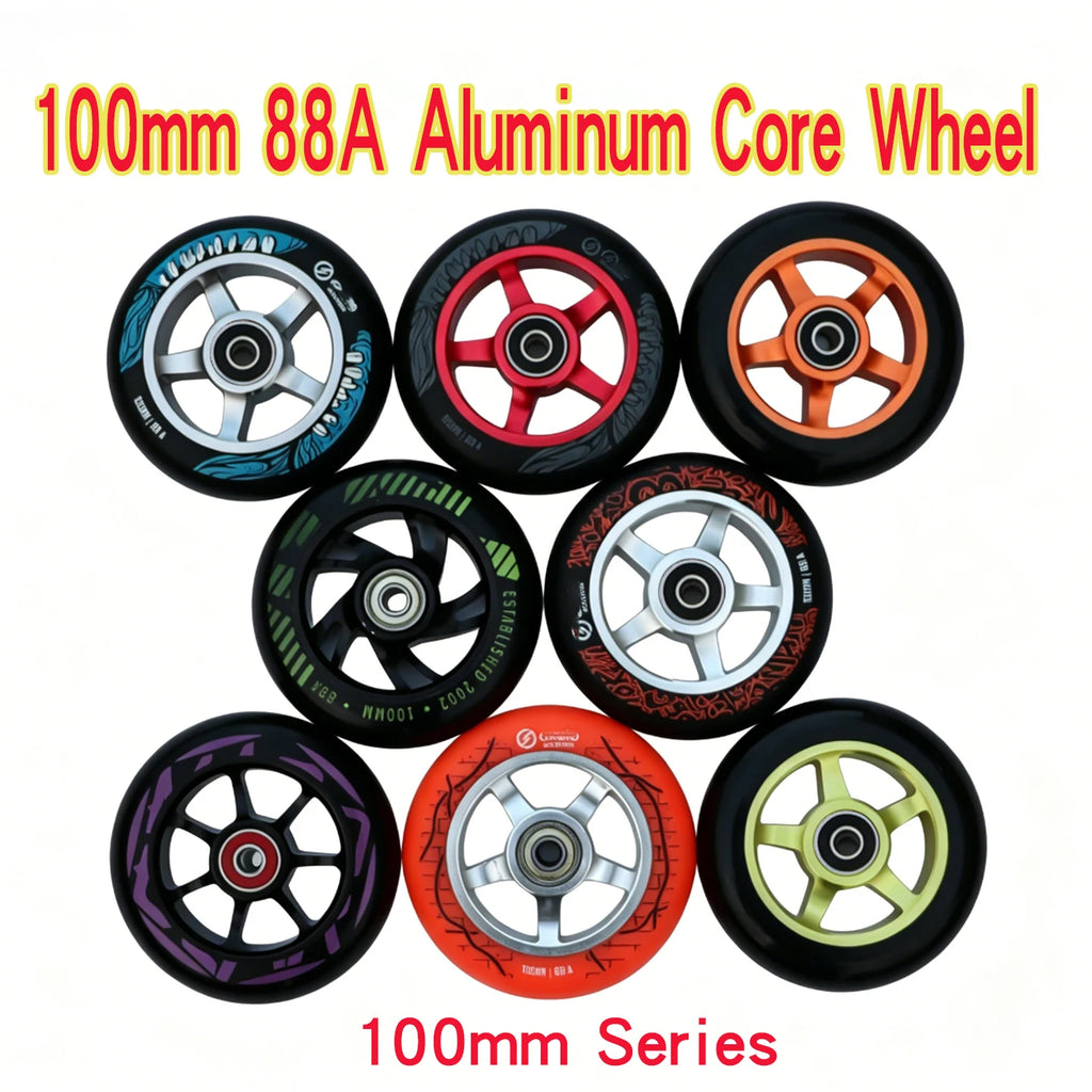 100/110/120mm Extreme Scooter Wheel, Aluminum Alloy Hub Impact Wear Resistant, Freestyle Racing Replacement Accessory