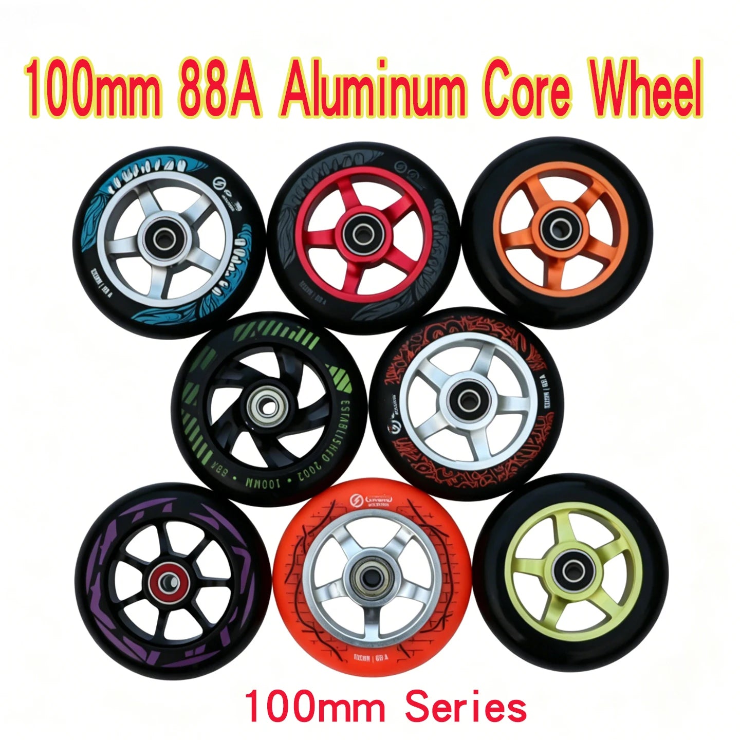 100/110/120mm Extreme Scooter Wheel, Aluminum Alloy Hub Impact Wear Resistant, Freestyle Racing Replacement Accessory