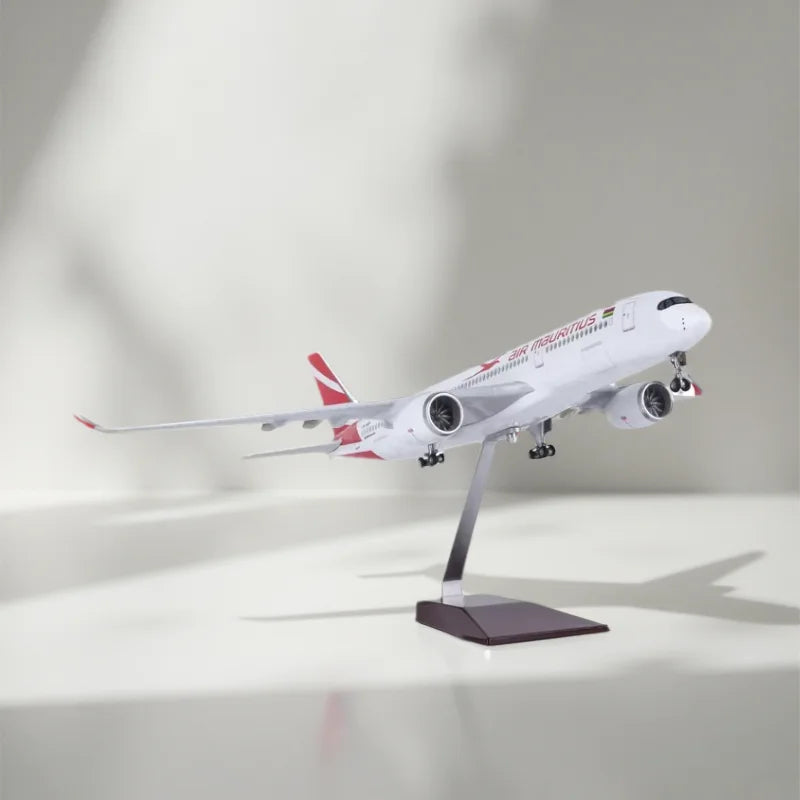 1/142 Scale 47cm Large Plane Model Air Mauritius A350 Resin Diecast Airplanes Building With Stand & Wheels Aviation Collection