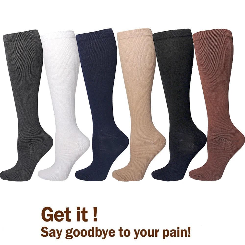 Unisex Anti-Fatigue Varicose Veins Compression Socks for Golf Rugby Running Hiking Travel & Driving - Medical Grade Support for