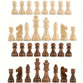 Premium 32pcs Large Wooden Chess Set - Smooth Finish, Classic Design, for Board Games & Tabletop Fun- Beige & Dark Brown