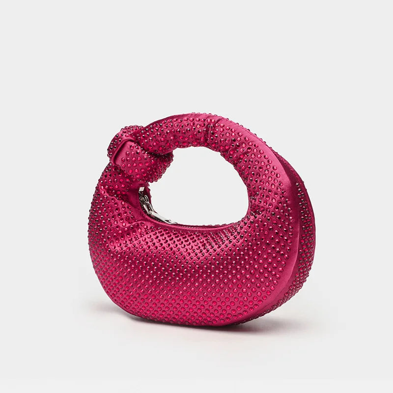 Shiny Diamond Dumpling Handbag Evening Bag Cross-Border Hot Sale Glittering Handbag Lady Clutch Bag Polyester Material