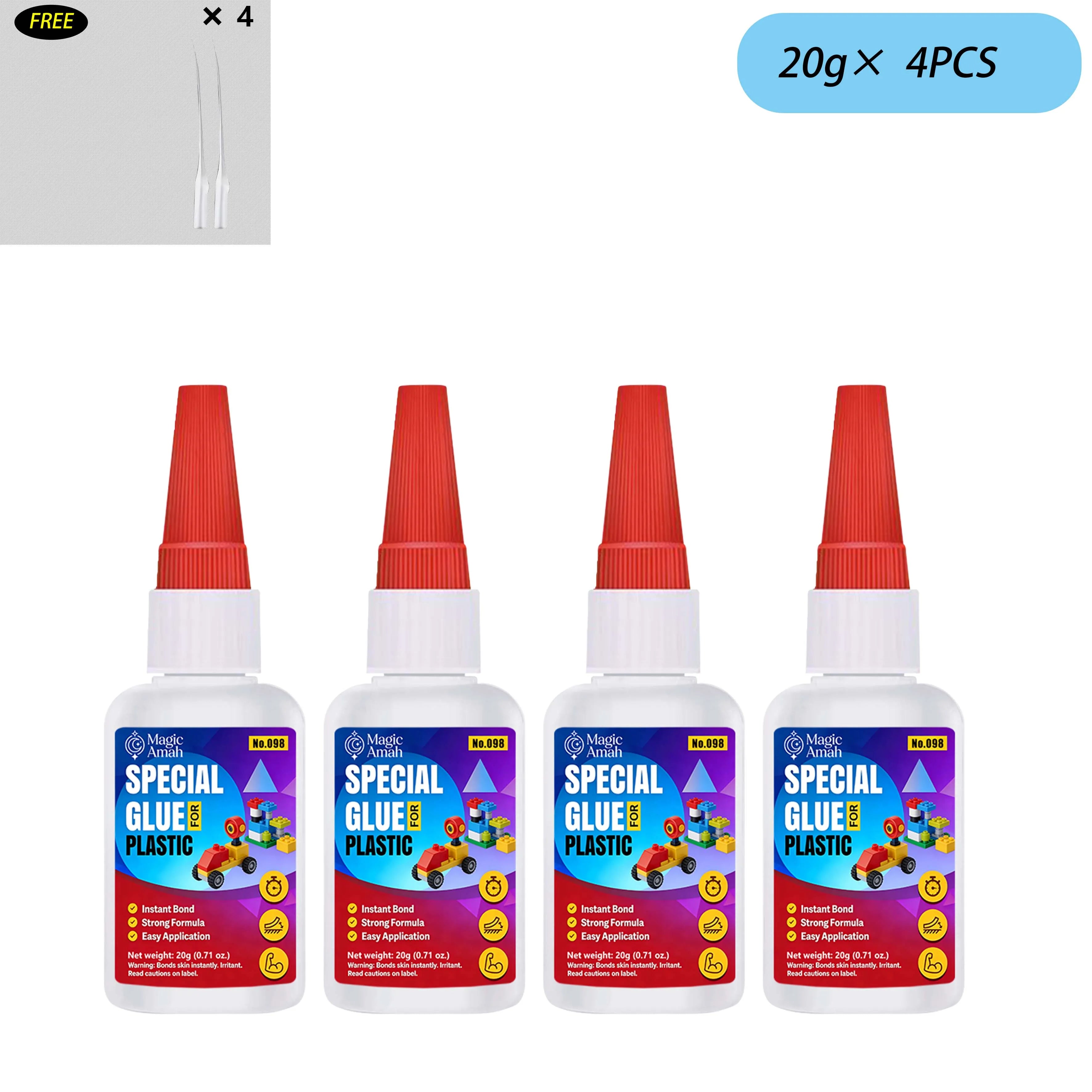 1-4Pcs Special Plastic Glue, Instant Bond Strong Adhesive for Toy Car, Glasses, Lego, DIY Crafts & Plastic Repairs