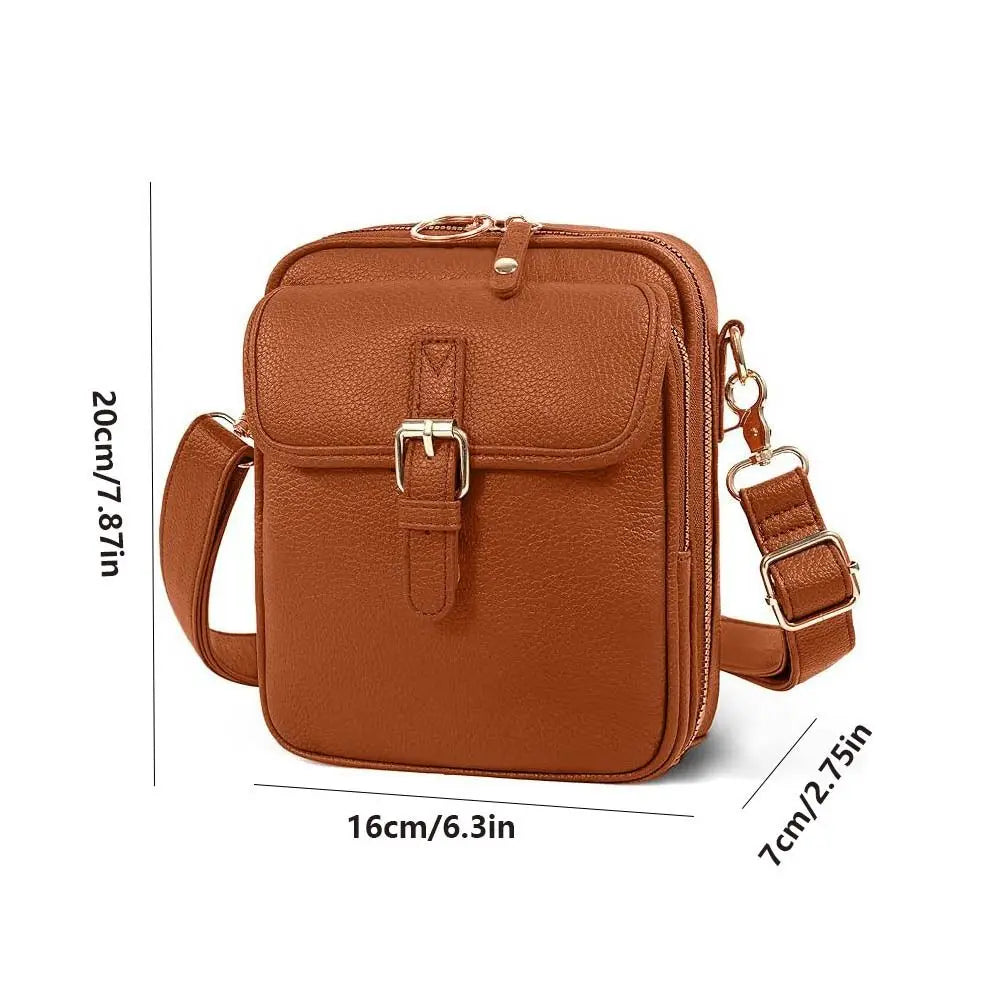 Leather Women Messenger Bag with Adjustable Removable Strap Anti-theft Crossbody Leather Bag Vintage Large Capacity