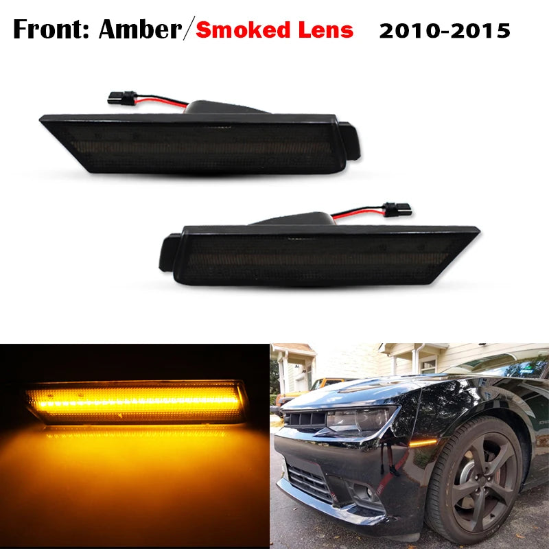 iJDM Amber/Red Front/Rear bumper Full LED Side Marker Light Kit For Chevy Camaro,Replace OEM Turn SignalLights/Driving Lights
