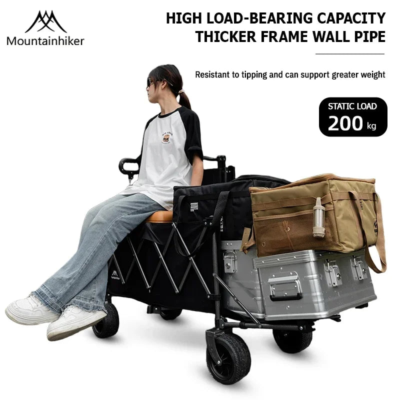 MOUNTAINHIKER 240L Large Capacity Outdoor Handcart,Available in Two Colors,900D Oxford Fabric for Durability,Camping Handcar