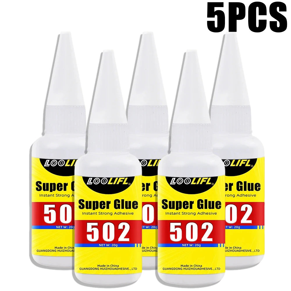 Loolifl 502 Super Glue Low Odor Fast Dry Instant Strong Adhesive Multi-Purpose Repair Glue for Wood Metal Plastic Ceramic Shoes