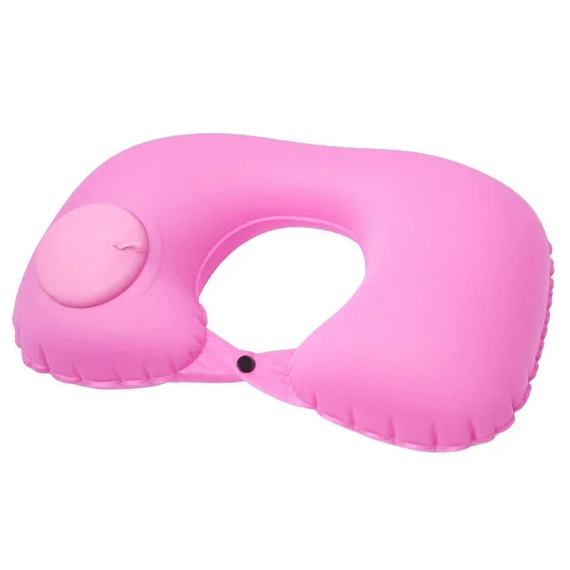 Inflatable Neck Air Pillow U Shape Neckrest Head Rest Portable Sleep Resting Folding Press Travel Pillow for Airplane Train Car