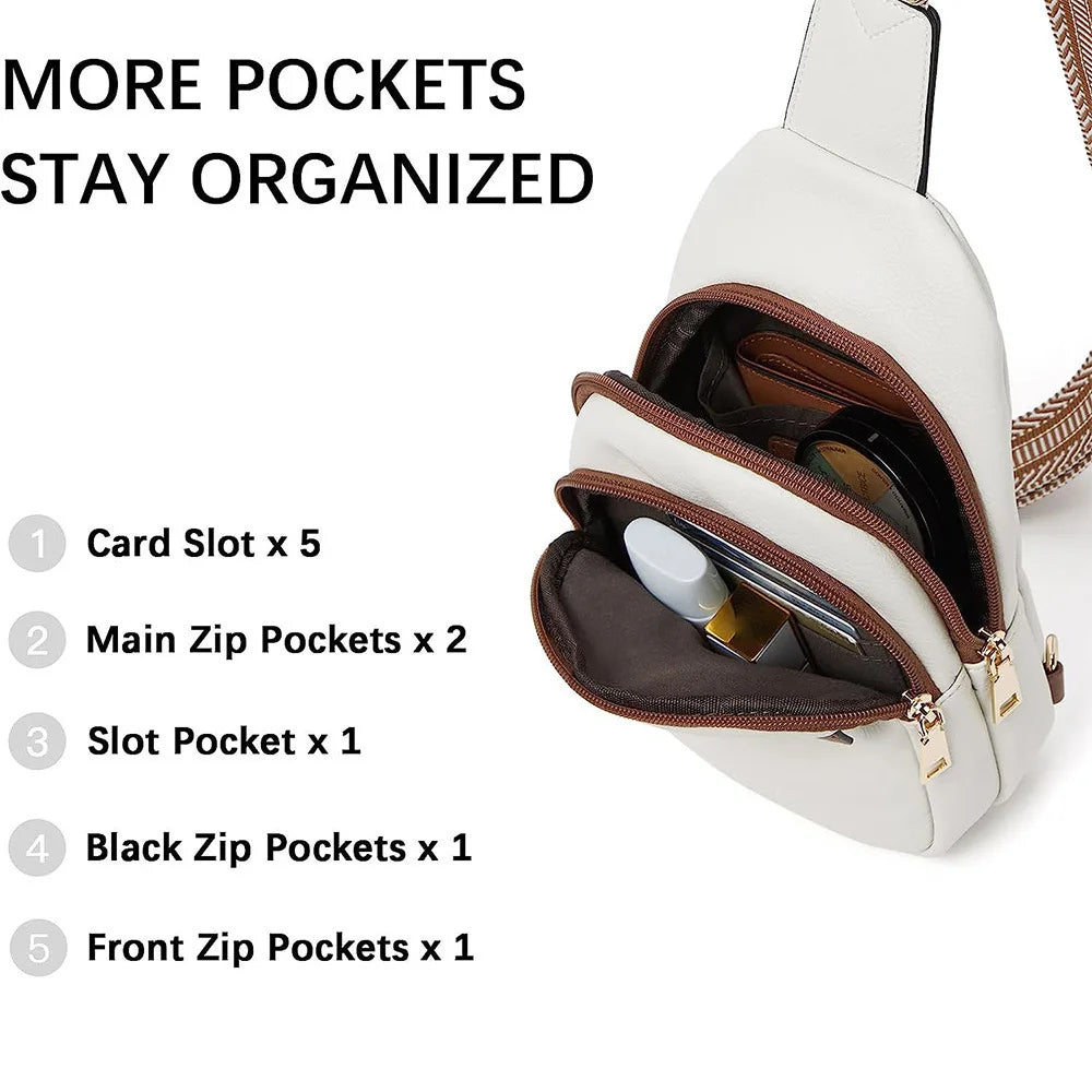 New Chest Sling Bag Crossbody Bag Pu Leather Shoulder Bag Large Sling Backpack Fanny Packs Chest Bag Travel Cycling Sports Bag