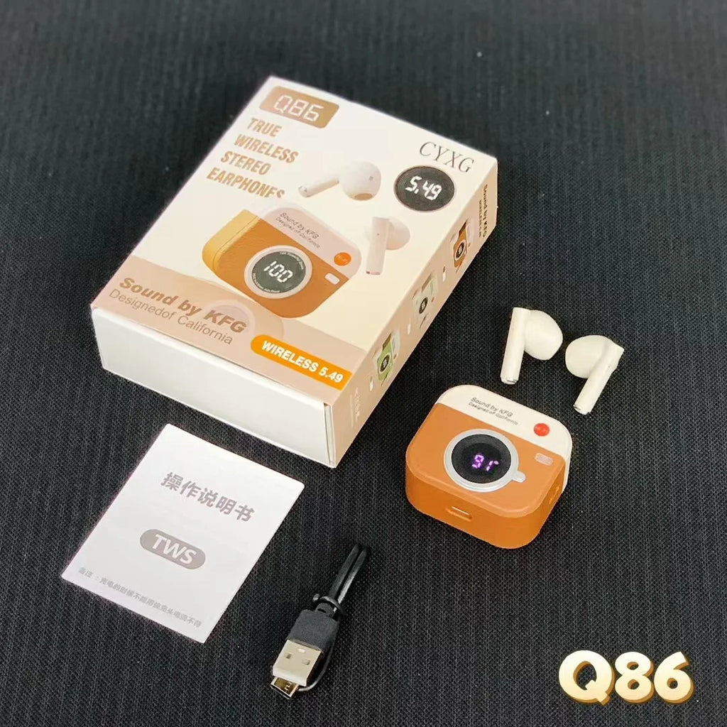 TWS Wireless Retro Earphone Sound By KFG ENC DT3 360°ACS 5.4 Bluetooth With Touch Control LED Power Display Sports Headset Gift