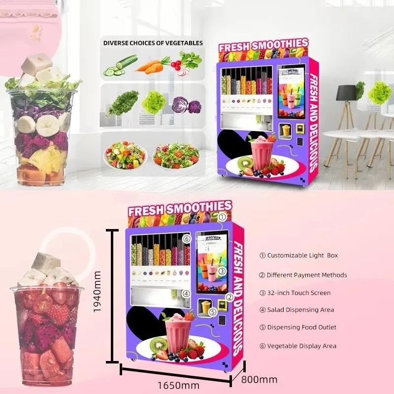 Custom Popular Design Hot Sale Frozen Fruit Smoothie Vending Machine High Traffic Areas ADA Compliant Self Service