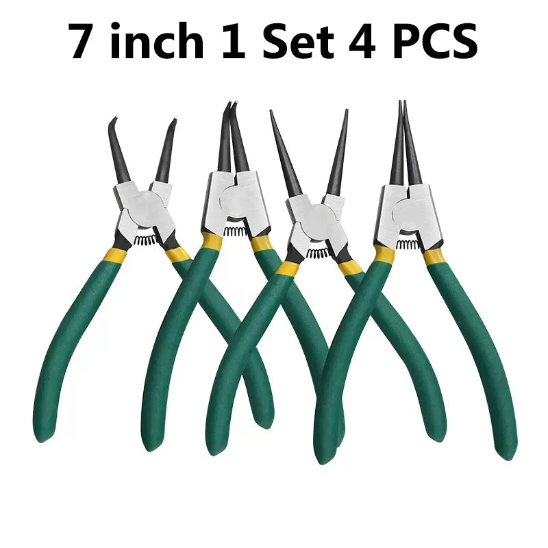 5/7/9 inch Snap Ring Pliers Set Heavy Duty Internal/External Circlip Pliers Kit Straight Bent Jaw for Ring Remover Retaining