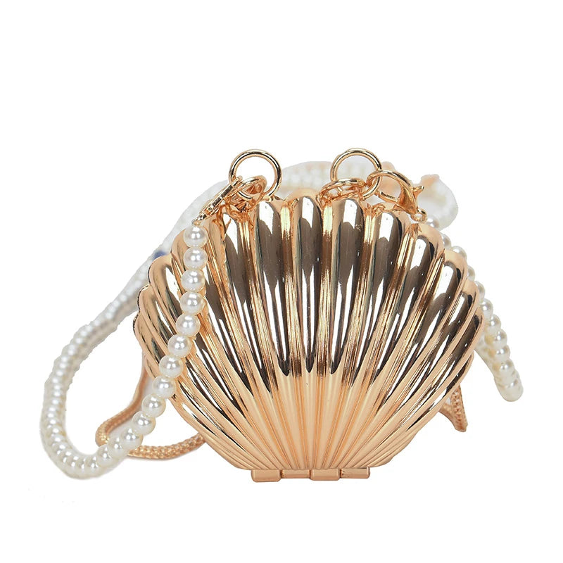 2025 New Summer Lipstick Bags For Women Fashion Pearl Mini Purse Crossbody Bag High Quality Gold Shell Bag Designer Shoulder Bag