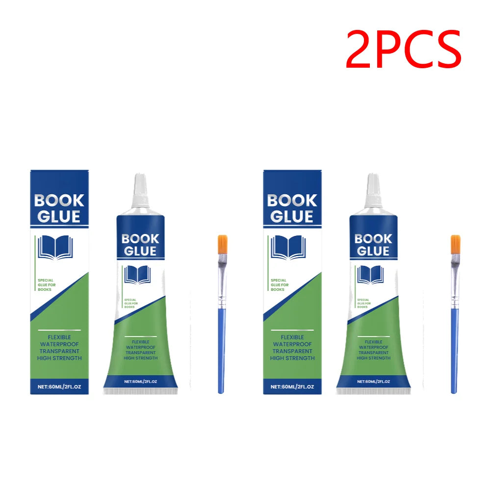 Book Repair Glue with Brush Professional Book Glue Strong Adhesive Quick-Drying Repair Glue for Envelopes Postcards Paper Craft