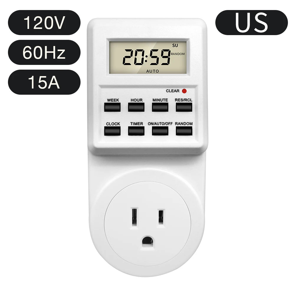 Digital Electronic Timer Switch Socket Kitchen Timer Outlet 24 Hour Programmable Timing Socket EU UK AU US BR FR IT TH Plug