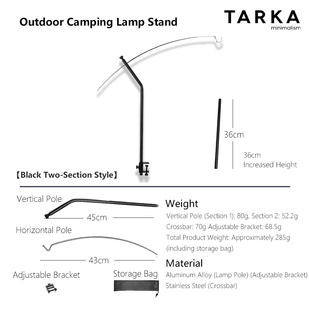 TARKA Detachable Camping Light Hanger, Direction and Length Adjustable Light Stand, Novelty Lightweight Lighting Lantern Holder