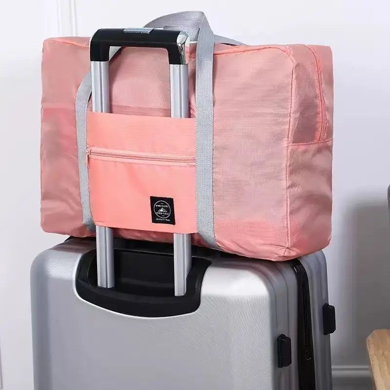 Foldable Travel Duffle Bag Large Capacity Nylon Carry On Handbag Lightweight Multifunctional Storage Tote for Airplane Weekend