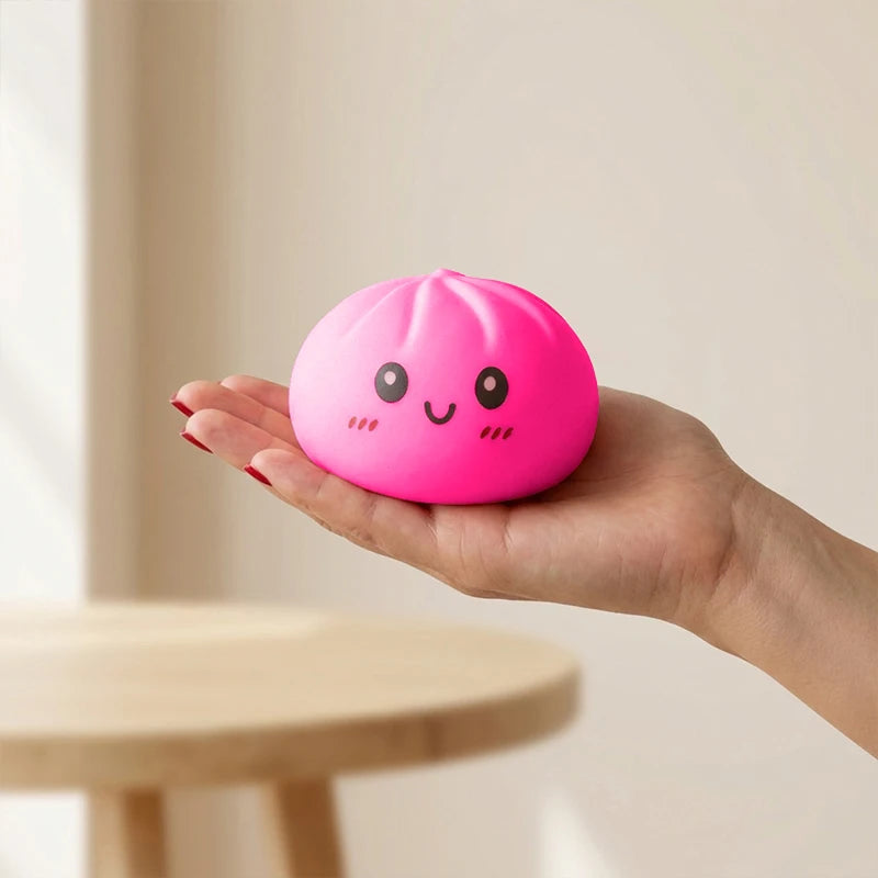 Colorful Dumpling Squishy Stress Relief Balls with Steamer Reusable Rebound Squeeze Reliever Dough Ball Home Office Gifts