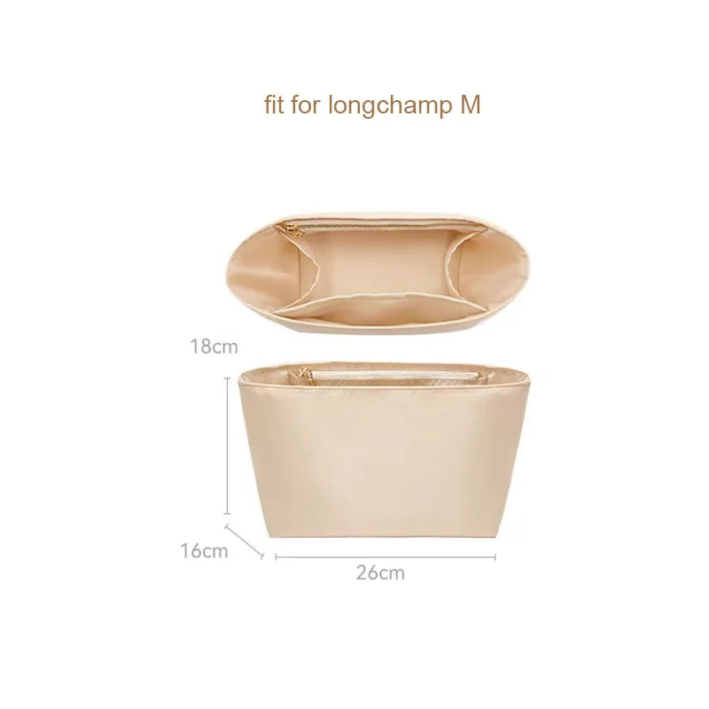 Nylon Insert Bag Organizer Set Insert For Handbag For Longchamp Mini Tote Bag Without Punching Bag Strap Leather Bag Accessories