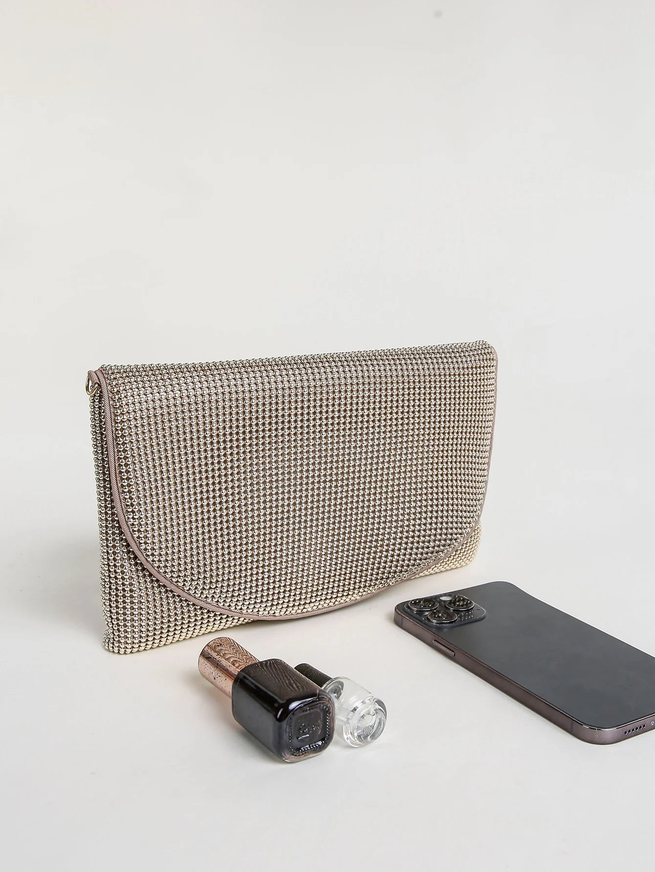 Clutch Chain Mesh Purse Evening Bag for Women, Elegant Chain Mail Evening Envelope Handbag With Detachable Chain Elegant