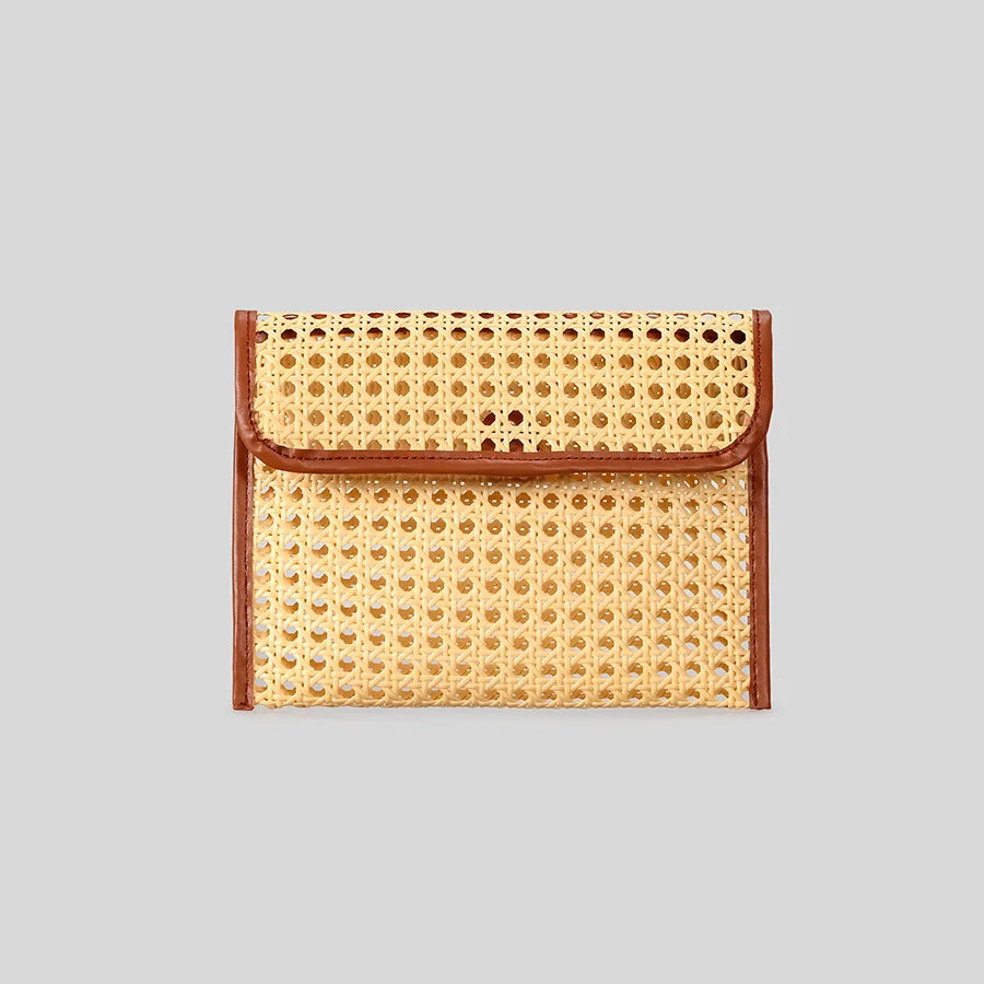 Fashion Imation Rattan Hollow Clutch Bag for Women Woven Shoulder Crossbody Bags Casual Summer Beach Bag 2025