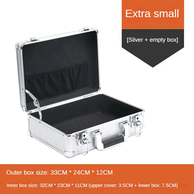 Portable Suitcase Aluminum Toolbox With Lock Electric Tool Box With Sponge Sturdy Hard Case Flight Case Household Storage Box