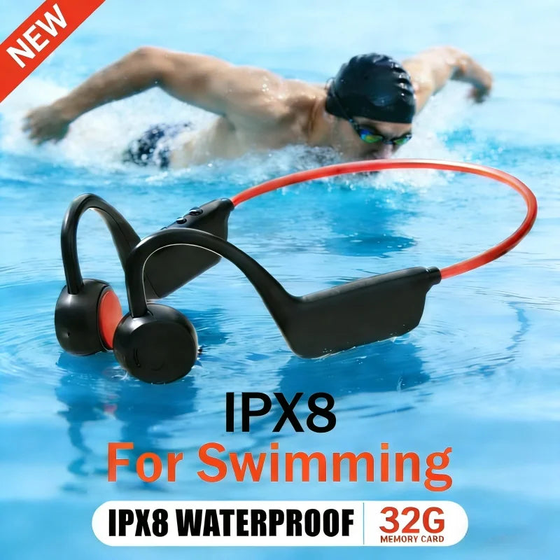 Bone Conduction Headphones IPX8 Waterproof MP3 32GB Bluetooth 5.4 Sports Headphones with Mic for Swimming Running 2026 New