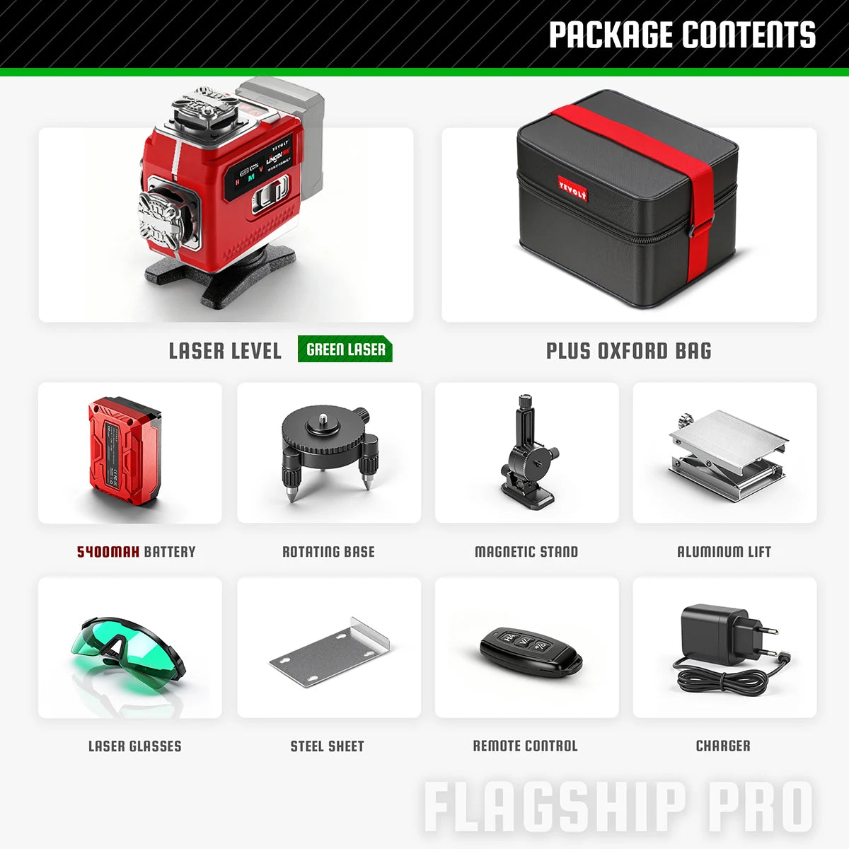YEVOLT Industrial 16-Line Laser Level Auto-Calibration ±4° Self-Leveling Angle Outdoor Landscaping Anti-Shock Design