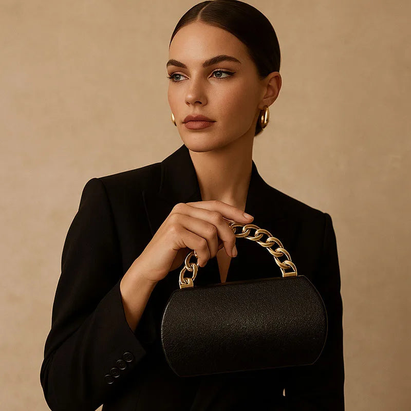 Luxury Gold Metal Buckle Box Clutch Fashion Women's Evening Bag Party Banquet CrossbodyBag Half Moon Wedding Purses Party Tote
