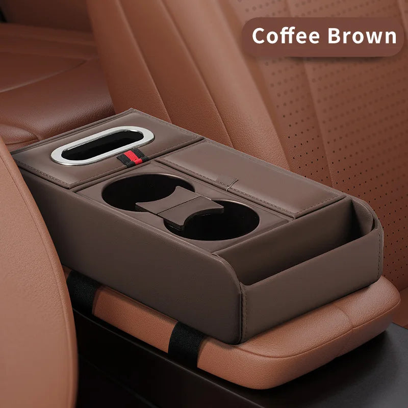 HOMEFISH Car Armrest Heightening Pad Storage Box Tissue Box Cup Holder Luxury Console Pad Multifunctional Interior Organizer