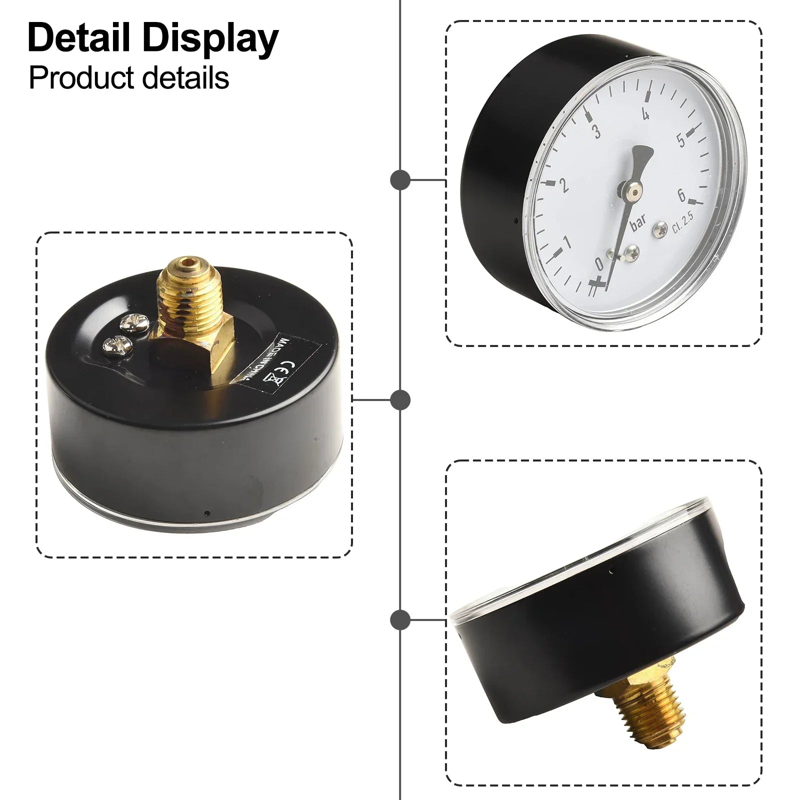 Water,Air Pressure Gauge 0-6 Bar, Pressure Gauge 1/4 Inch, Pressure Gauge Outdoor Living Home Improvement Building Hardware