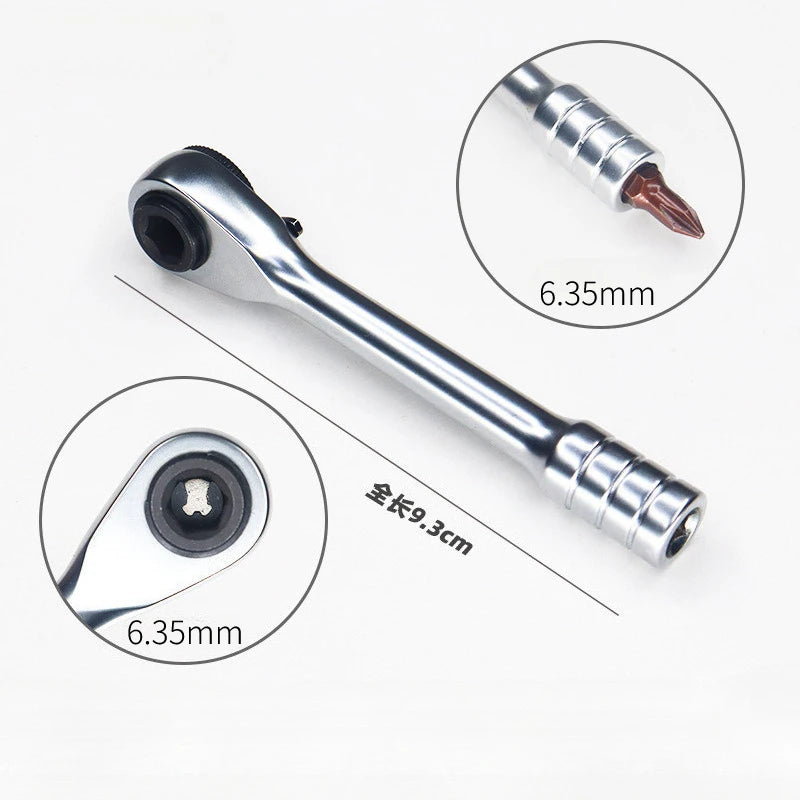 Mini 1/4 inch Double Ended Quick Socket Ratchet Wrench Socket Screwdriver Bit Driver Quick Release Ratchet Wrench Hand Tools