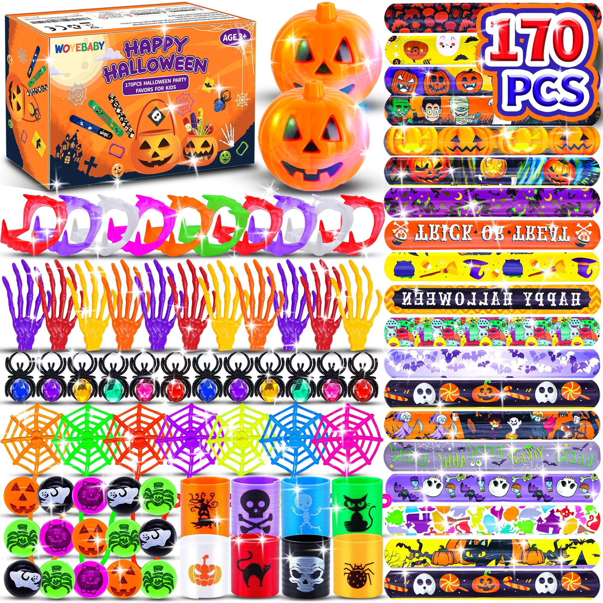 170Pcs Halloween Mini Fidget Toy Set for Kids - Stress Relief Sensory Toys Classroom Treasure Box Party Favors & Kids Gifts