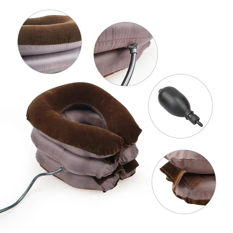U Shape Neck Pillow Air Inflatable Pillow Cervical Neck Head Pain Traction Support Soft Brace Home Camping Travel Accessories