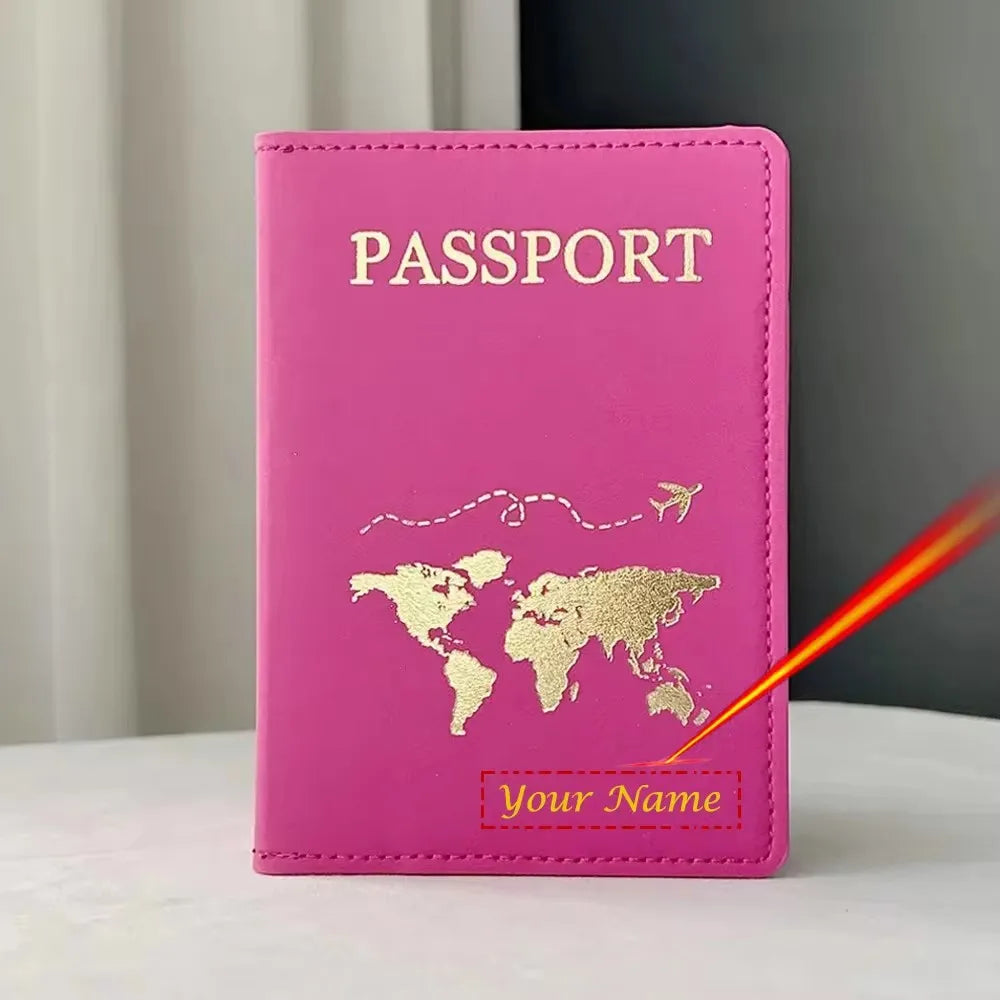 Cute Personalised Passport Cover Women with Names Engraved Passport Holder for Couples
