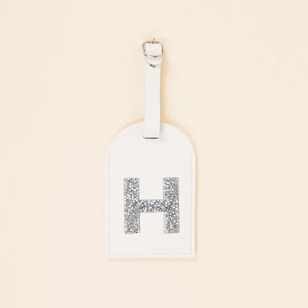 A-Z Rhinestone Monogram Leather Luggage Tag Suitcase Label Baggage Boarding Bag Tags Name ID Address Holder Travel Accessorie