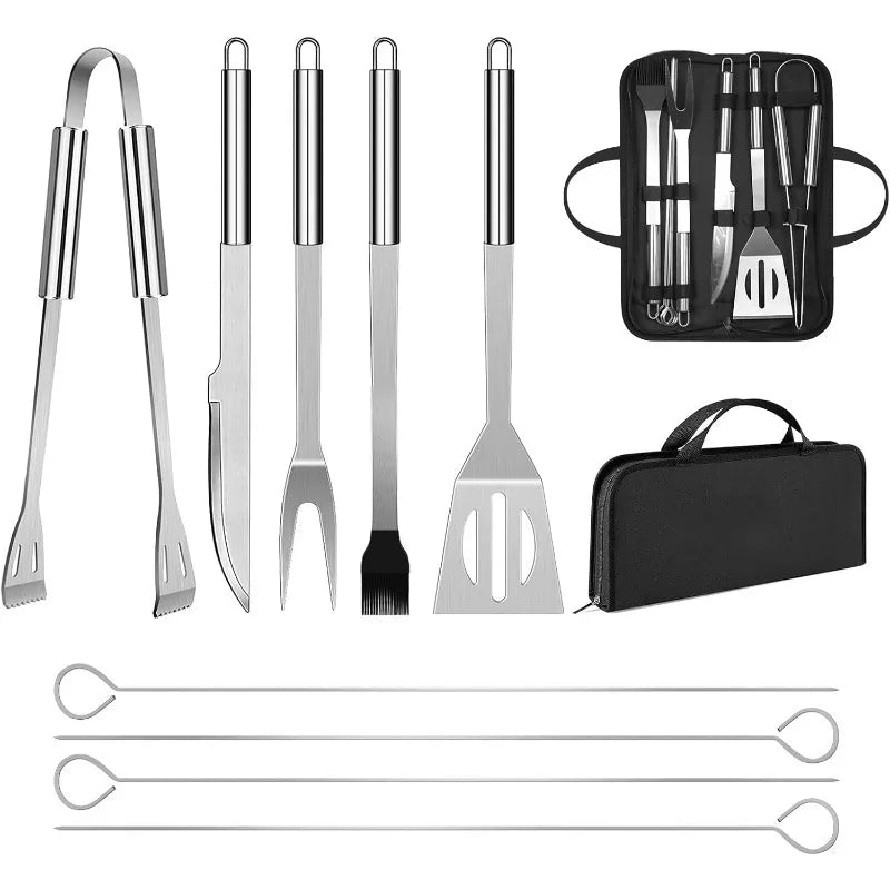 Grill Utensils Set, Stainless Steel BBQ Accessories, Portable Professional Grill Tool, Perfect Grill Kit Gift for Outdoor with B