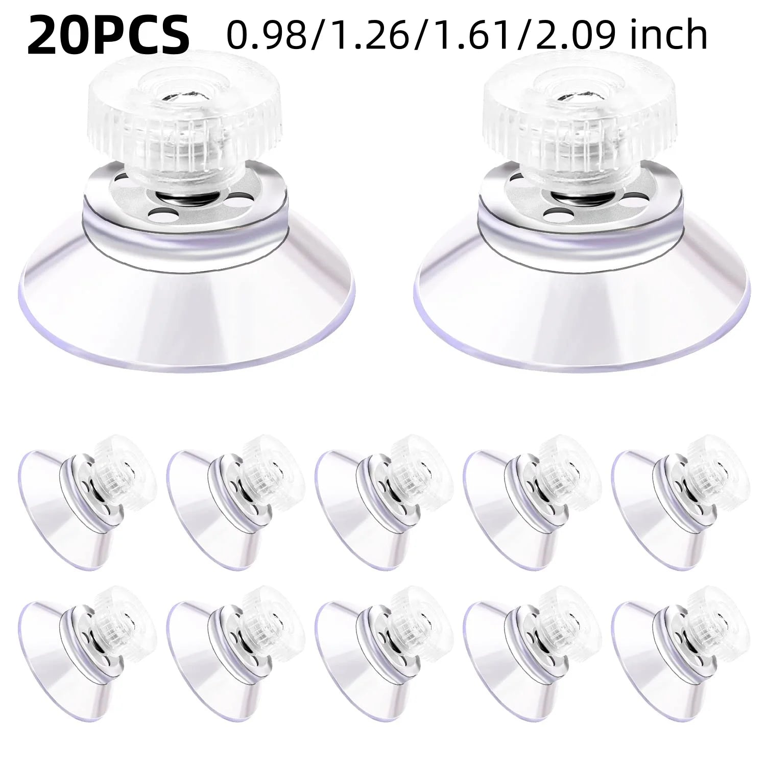 20PCS 0.98/1.26/1.61/2.09 inch Suction Cups with Screw Round PVC Sucker Nut Strong Adhesive Suction Holder Rubber Sucker Pad