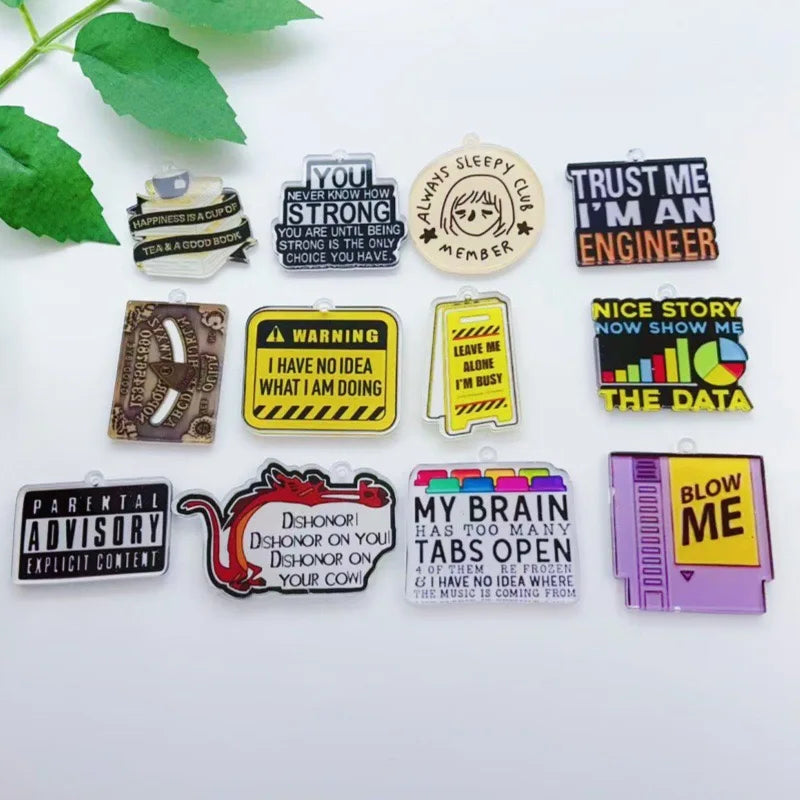10pcs cartoon character acrylic earrings, keychains, jewelry pendants, DIY jewelry accessories, pendants
