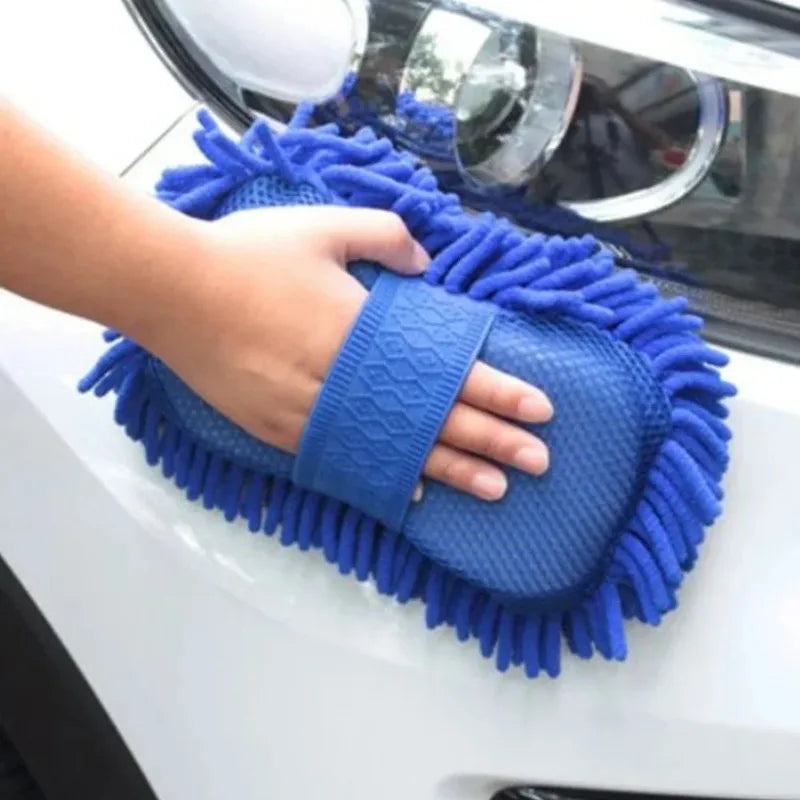 1x Microfiber Chenille Car Wash Sponge and Scrubbing Pad - Scratch-Free Cleaning Tool for Auto Detailing