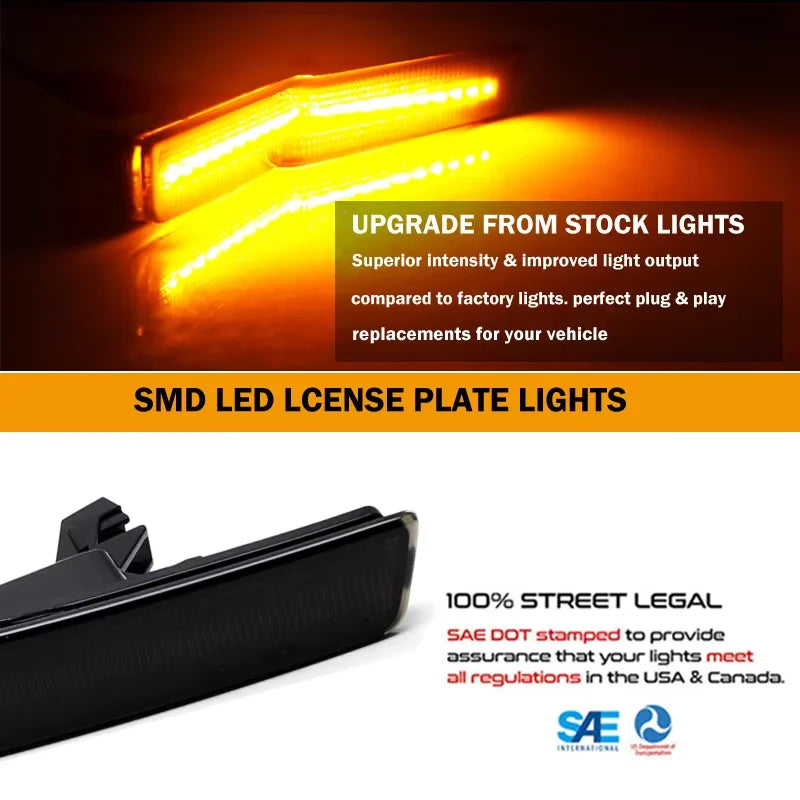 Front White / Amber Rear Red LED Fender Side Marker Lights For Dodge Challenger 2018 2019 2020 2021 2022 with Factory Widebody
