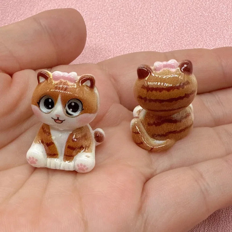 10pcs 3D Beach Kitten Cartoon Handmade DIY Accessories Cream Gel Resin Small Accessories Material Pack